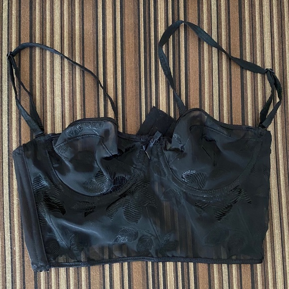 Fantasies Vintage Black Sheer Adjustable Bralette - Picture 1 of 5